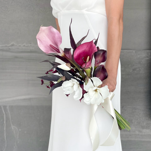 マグノリア×ニュアンスピンクカラー♪ウェディングブーケ ブートニア