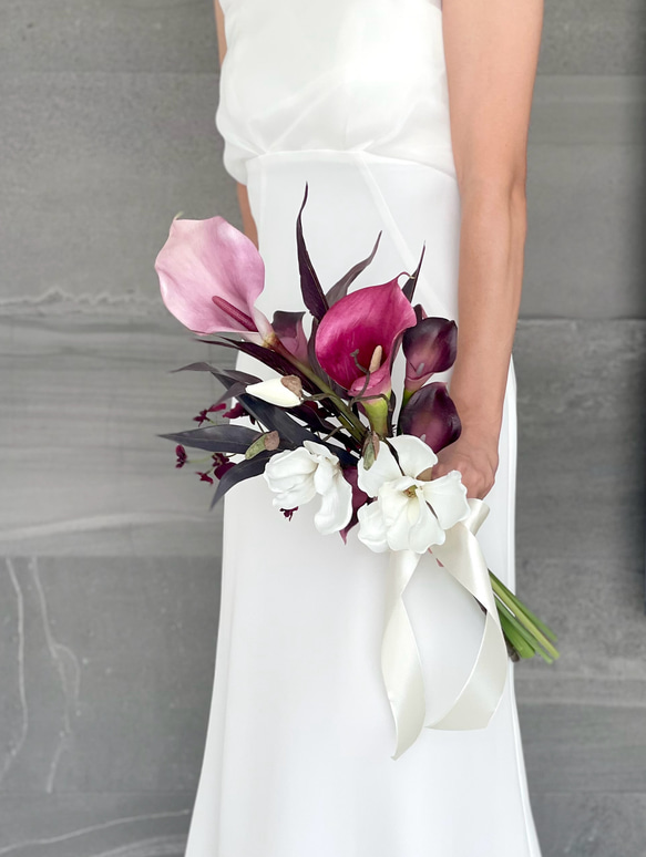 マグノリア×ニュアンスピンクカラー♪ウェディングブーケ ブートニア