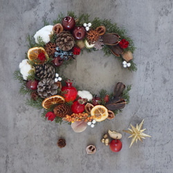 再販13】クリスマスリース 静かな森の三日月リース リース soerari