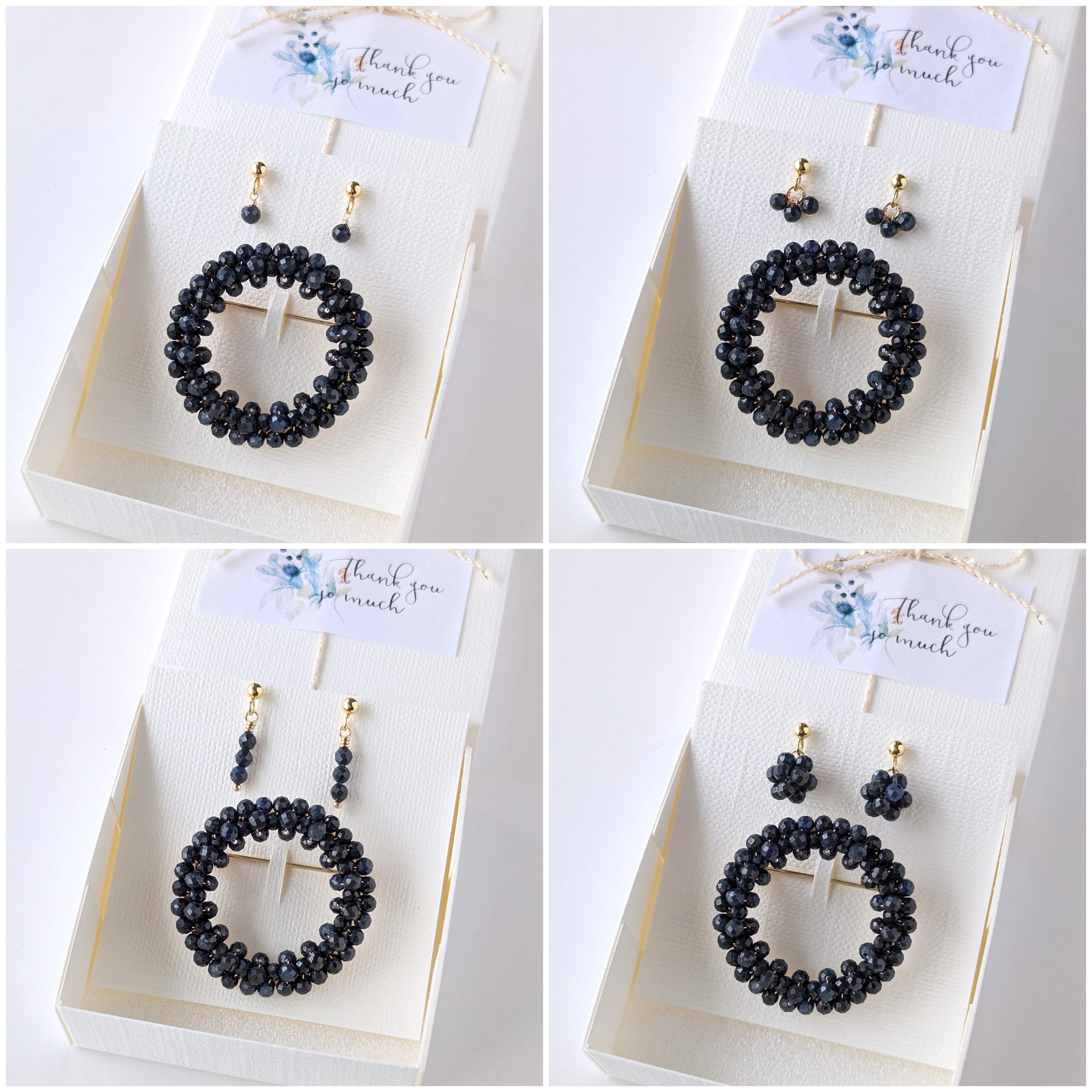 ❋2点セット❋ 《選べるデザイン》サファイアのリングブローチ×ピアス/イヤリング 9月誕生石