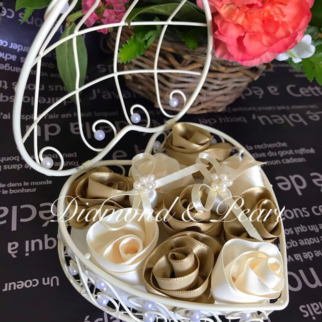 リボンで作ったリングピロー　ハワイアンリボンレイ　ウェディング　結婚式　リゾート婚