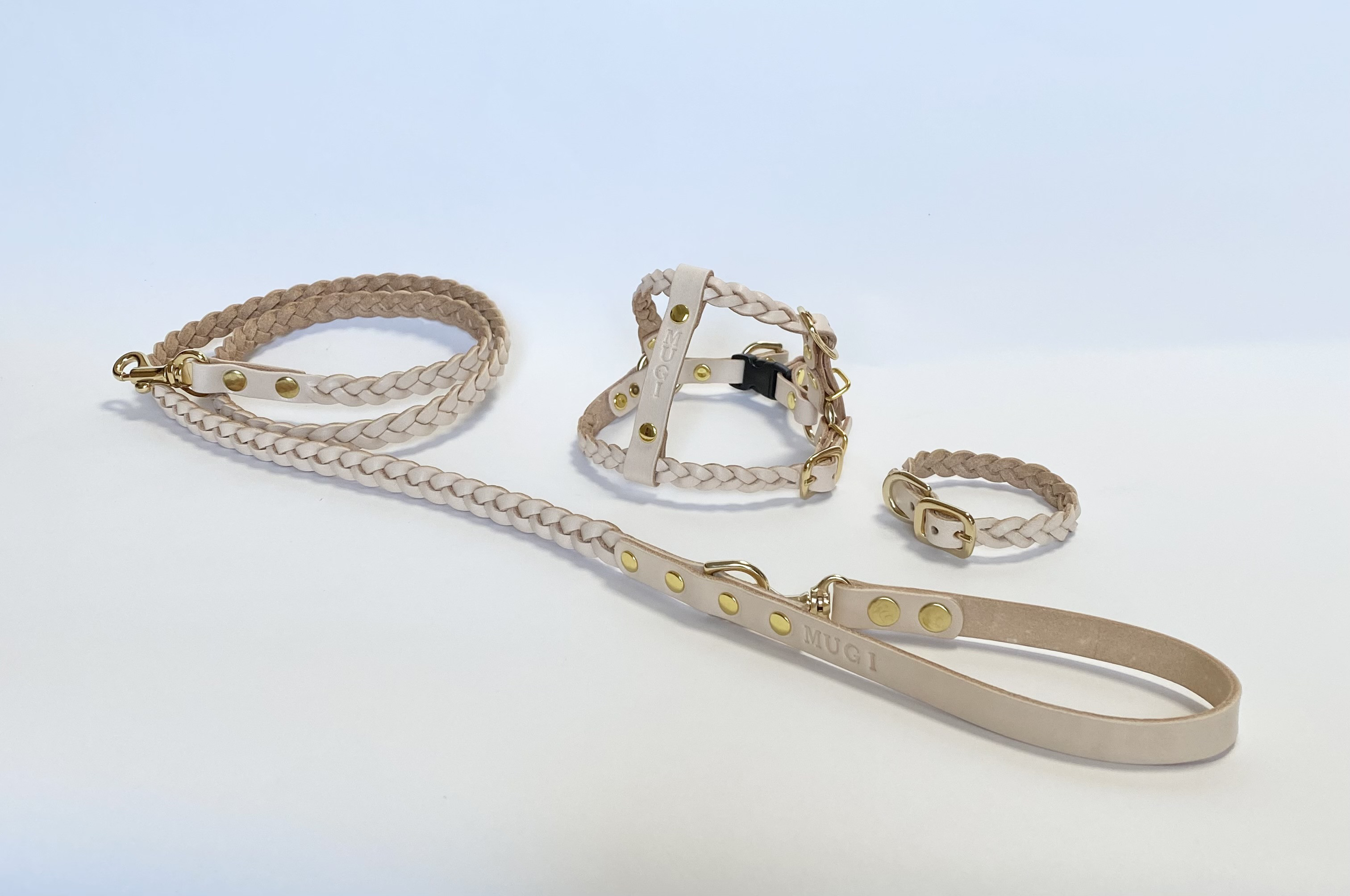 ヌメ革三つ編みハーネス３点セット