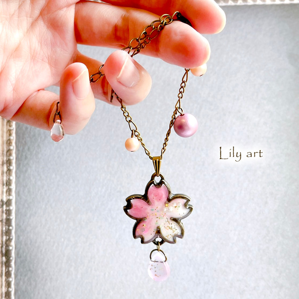 金古美☆pink＆white桜の揺らめきビーズバッグチャーム その他