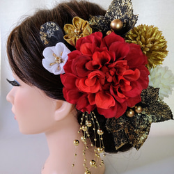 白金、ゴージャス髪飾り、和装髪飾り、成人式、卒業式、つまみ細工、お