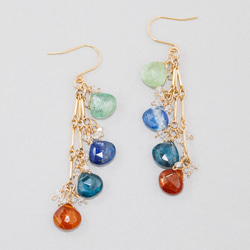 専用❣️ブルーオブシディアン＆グリーンカイヤナイトのピアス　14kgf ハンドメイド天然石アクセサリーショップ『Ange de aile』