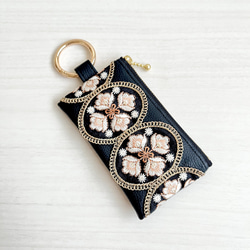 インド刺繍リボンのミニポーチ＊キーリング付き ポーチ TAMY'S FACTORY