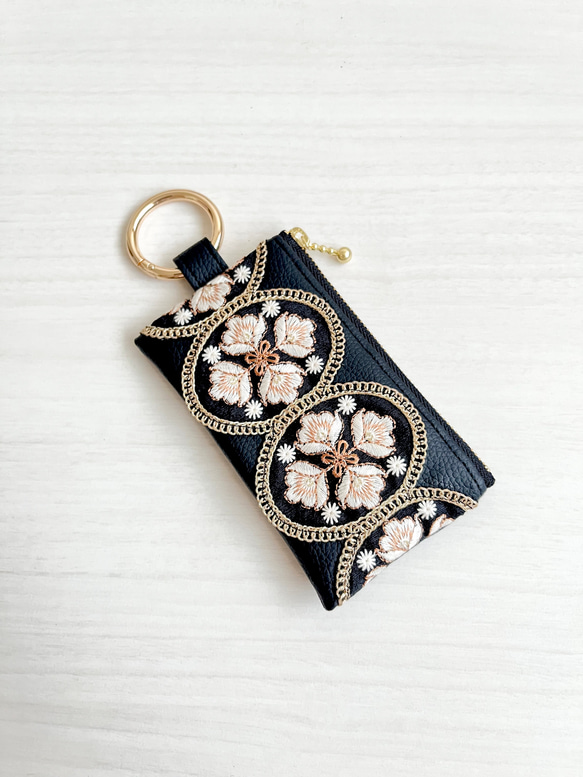 インド刺繍リボンのミニポーチ＊キーリング付き ポーチ TAMY'S FACTORY