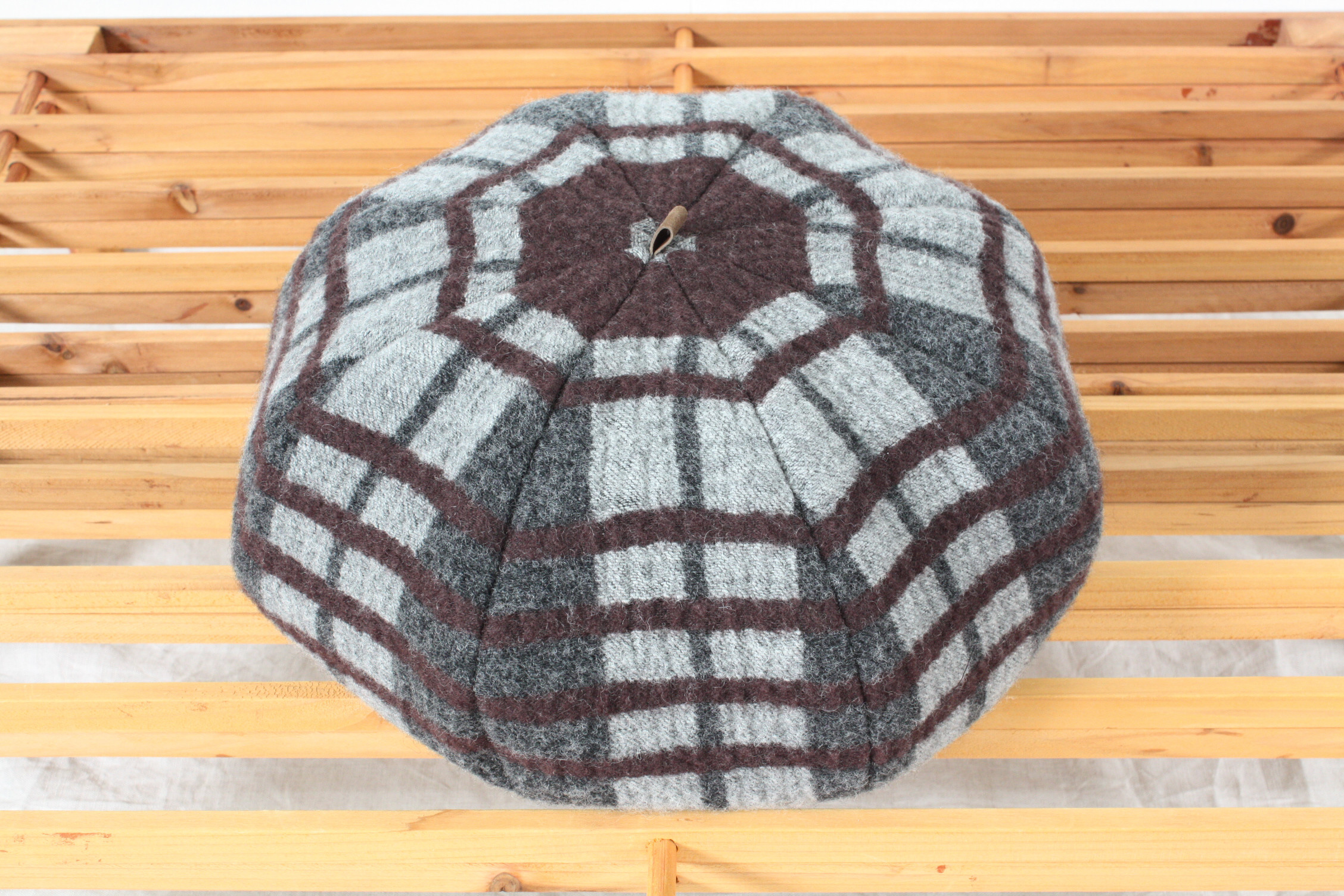 チェックミックスツィードベレー帽<ブラウン>　帽子　パッチワーク