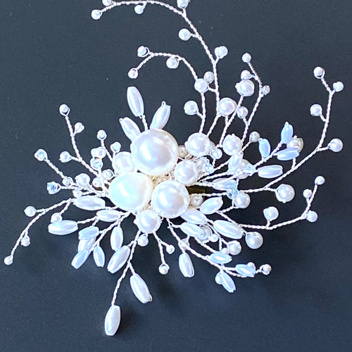 シルバー パール 花束 ブローチ