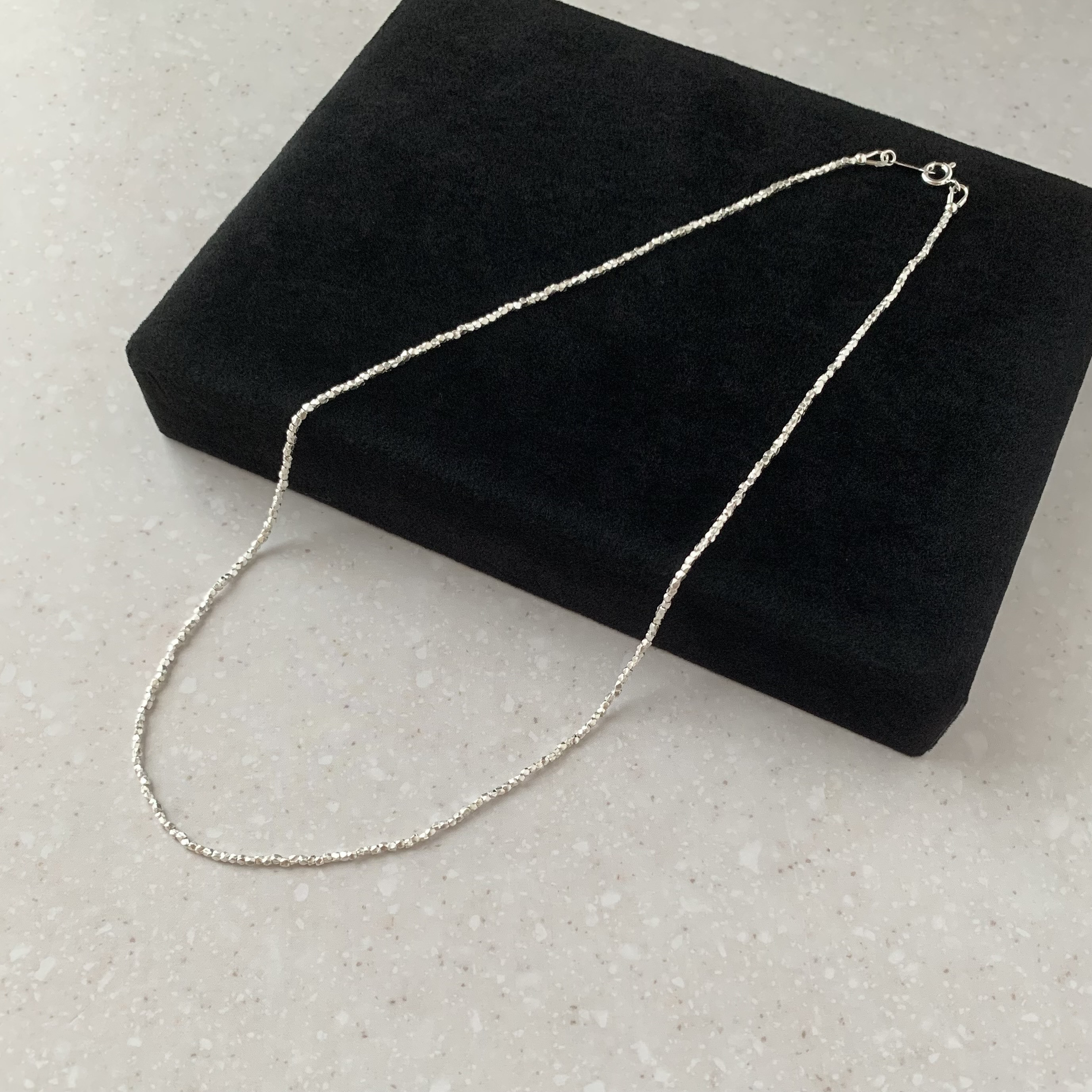 再販 カレンシルバー華奢ネックレス 40〜80cm シンプル 1.5mm