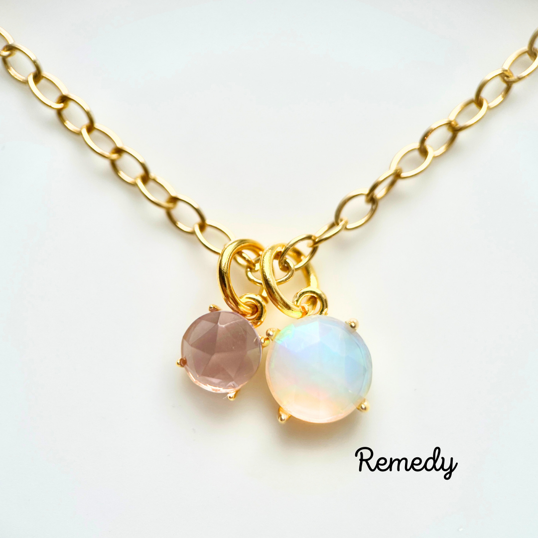 ローズカットオパールとローズカットアメジストのペンダント〜silver925/18KGP/10月誕生石・2月誕生石