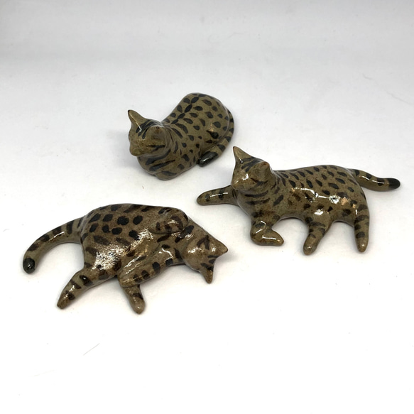 猫の箸置き三態（ベンガル猫） はしおき ベンガル 陶器 箸