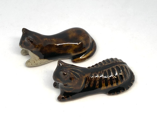 猫の箸置き、飴猫二種（しのぎ、掛けわけ） はしおき 置物 飴猫 箸