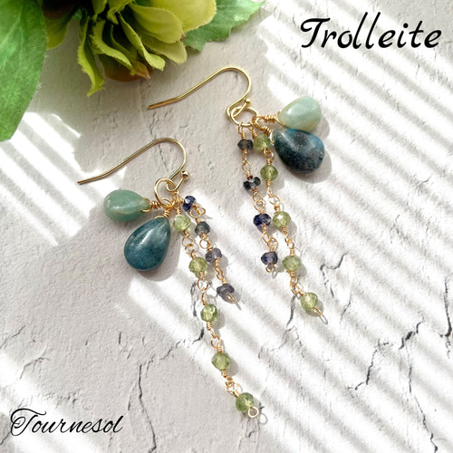 14kgfトロレアイト・ブルーアパタイトピアス/イヤリング 【公式通販】