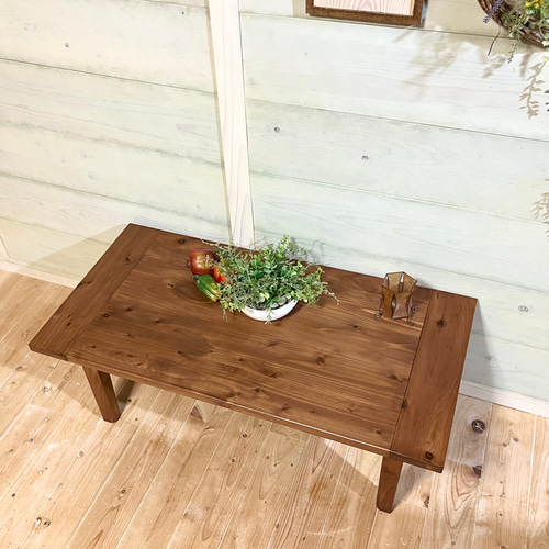 厚みのある天板のヴィンテージ風折りたたみローテーブル〜温かみのある