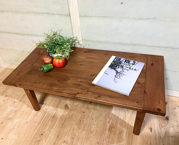 リビングテーブル 折り畳み式 ウォールナット塗装 アンティーク 木製