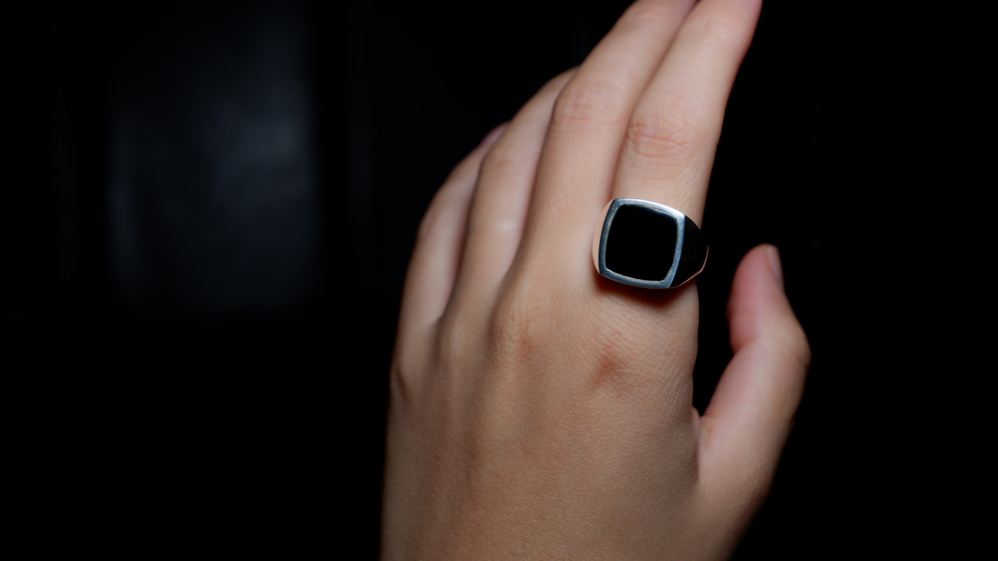 ブラックオニキスリング　Black Onyx Ring #001