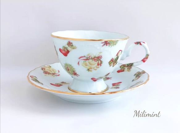 受注制作】クリスマスパーティー♪カップ＆ソーサー くま ティーカップ