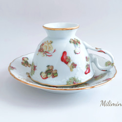 【受注制作】クリスマスパーティー♪ティーセット(カップ＆ソーサー、19.4cmプレート)　クリスマス食器　クリスマス柄 8枚目の画像