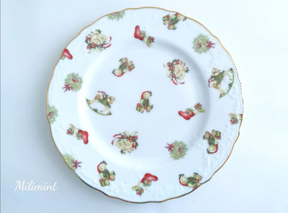 【受注制作】クリスマスパーティー♪ティーセット(カップ＆ソーサー、19.4cmプレート)　クリスマス食器　クリスマス柄 9枚目の画像