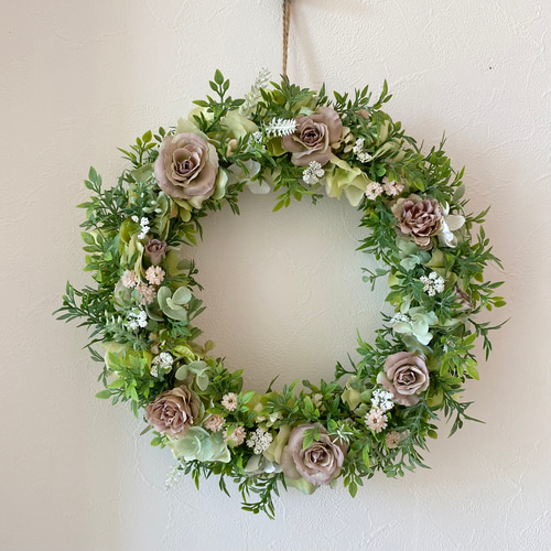 アンティークローズのリース (アーティフィシャルフラワー) アート