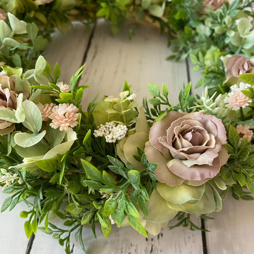 アンティークローズのリース (アーティフィシャルフラワー) アート