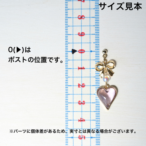 推し活】レッドハートとリボンのピアス/イヤリング ピアス（スタッド