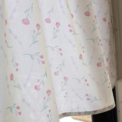 カフェカーテン ブルーの花柄が爽やかなふんわり小窓カーテン カーテン