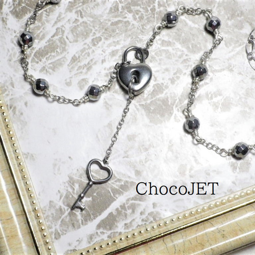 SAKU] 4°C ハート型鍵モチーフ シルバーネックレス ハートフルキー