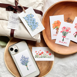 ミニカードーflowersー【orange roses】スマホ　インナーシート　花束　ブーケ　メッセージ　バラ 3枚目の画像
