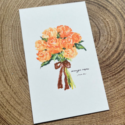 ミニカードーflowersー【orange roses】スマホ　インナーシート　花束　ブーケ　メッセージ　バラ 2枚目の画像