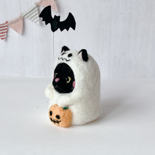 受注制作（ハロウィン）おばけの被りもの黒猫ちゃん⑥大きい