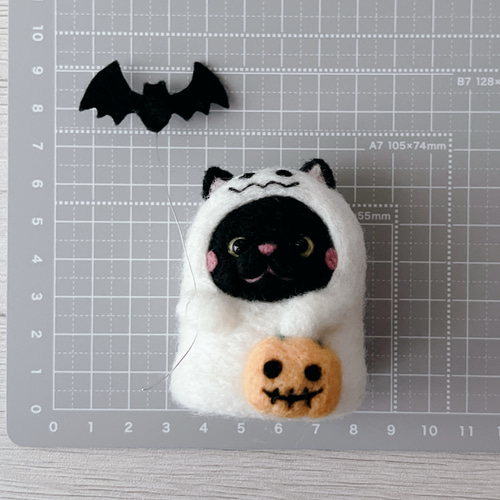 受注制作（ハロウィン）おばけの被りもの黒猫ちゃん⑥大きい
