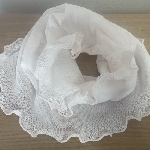 綿100%手染めピンクホワイトレースシングルウェーブ手作りネック  