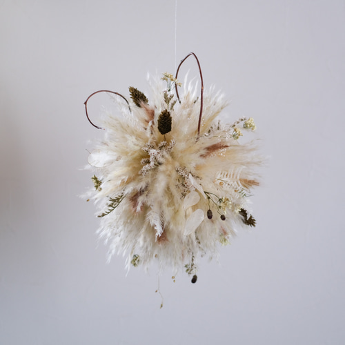 秋のふわふわパンパスグラスのフライングボール＊フライングリース