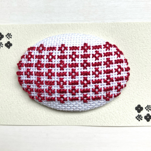 ハンドメイド クロスステッチ ブローチ ヘアゴム くるみボタン 寂し 