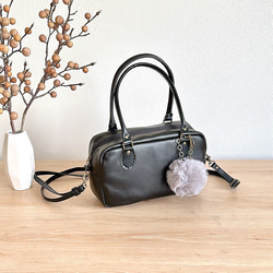 軽量レザーのころんとスクエア2WAYボストンバッグ【選べる3カラー