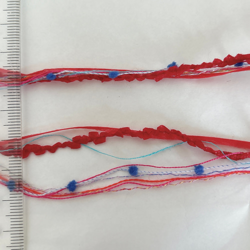 引き揃え毛糸玉*レッド×ブルーボンボン 毛糸 Decora 通販 18196424