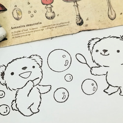 消しゴムはんこ　253　くま　シャボン玉　スタンプ　はんこ 3枚目の画像