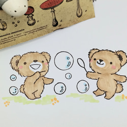 消しゴムはんこ　253　くま　シャボン玉　スタンプ　はんこ 2枚目の画像
