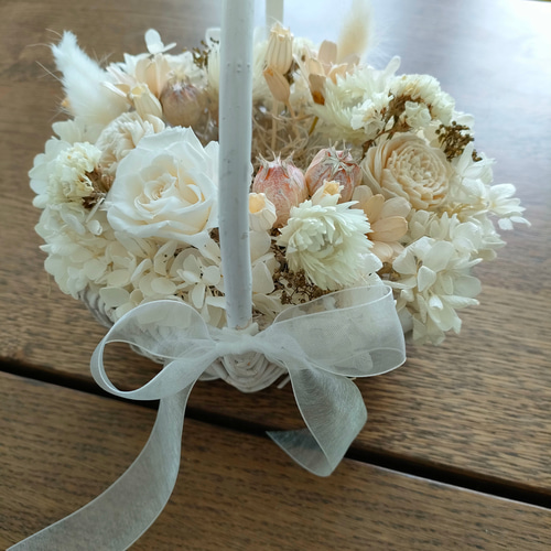 アンティークホワイトリングピローバスケット/ 英国風、リングガール