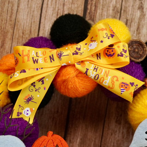 ハロウィンリース ニットリース 毛糸玉リース お化け リース