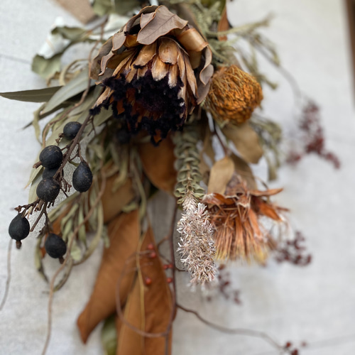 2.ブーケスワッグ 2WAY ドライフラワースワッグ ドライフラワーブーケ 店舗ディスプレイ