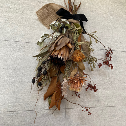 2WAY ドライフラワースワッグ ドライフラワーブーケ 店舗ディスプレイ