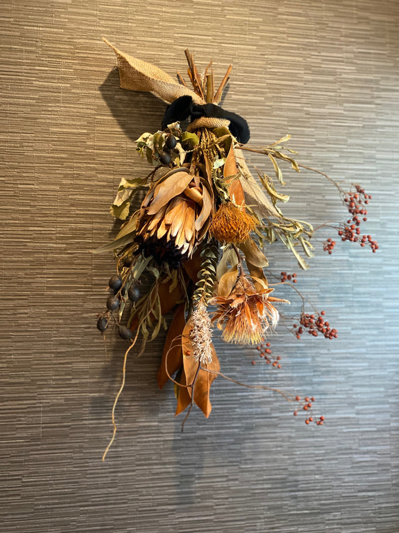 2WAY ドライフラワースワッグ ドライフラワーブーケ 店舗ディスプレイ