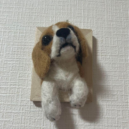 羊毛フェルト ビーグル犬 ミニフレーム フォトフレーム・写真