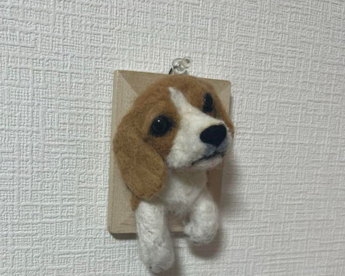 羊毛フェルト ビーグル犬 ミニフレーム フォトフレーム・写真
