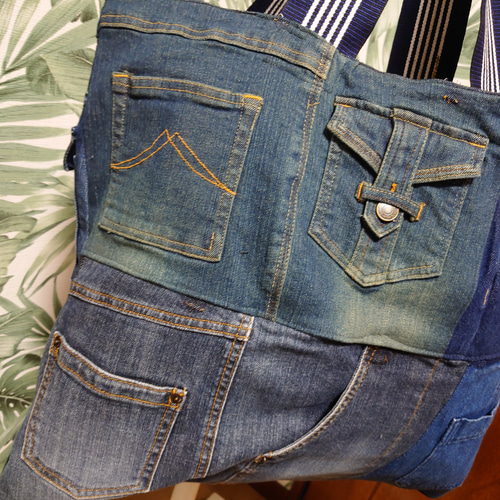 専用です❗　　　　デニムリメイクマフラー　ヒョウ柄　②③　デニムリメイクバッグ大 50%off DENIMDUNGAREE 12ozHOME MADEデニム ラクガキ イージー