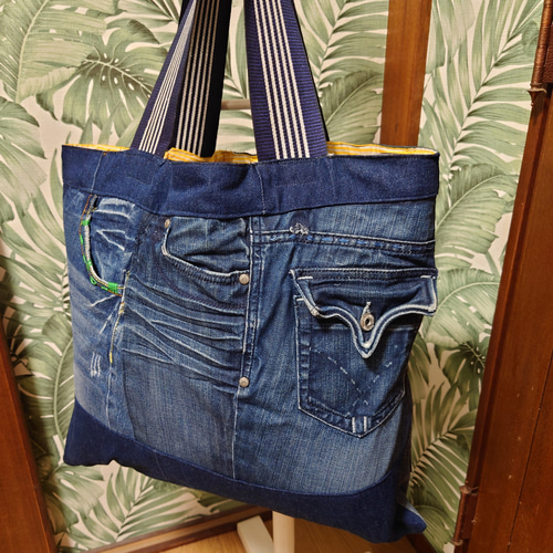 No.137 デニムリメイクビッグバッグ 内ポケット付 W57×H43