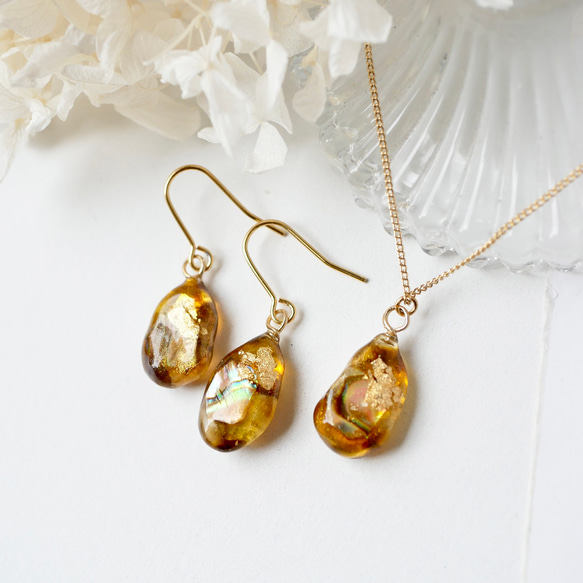 玳瑁玻璃與真貝殼首飾套裝 第3張的照片